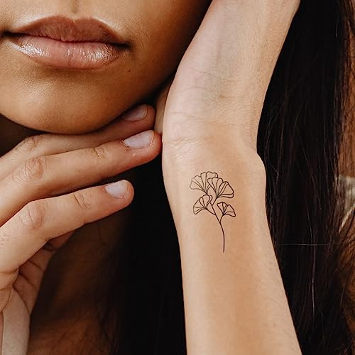 MyJagua Ginko Tattoo | 1-2 Wochen Haltbar | Auf Pflanzenbasis | Hautverträglich | Wasserfest | Neue Technologie | Kein Klebe-Tattoo
