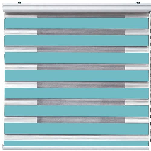 Jalousette 120 x 220 cm Sichtschutz Blendschutz Hitzeschutz Duorollo Doppelrollo Montage-Teile inklusive für Fenster und Türen, Küche, Blau