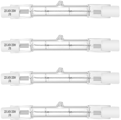 VINBE 200W Halogen R7S 78mm Dimmable 2000lm (4 Pack) J Type Linear Double Ended Floodlight Bulb 230V for Work, Security, Landscape Lights, Floor Lamps, Warm White 2700K