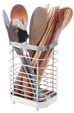 Toski Cesto portaposate in acciaio inox, porta utensili da cucina, in metallo, per organizzare cassetti e piani di lavoro, per tutte le cucine, lunghezza 10 x larghezza 7,5 x altezza 15 cm