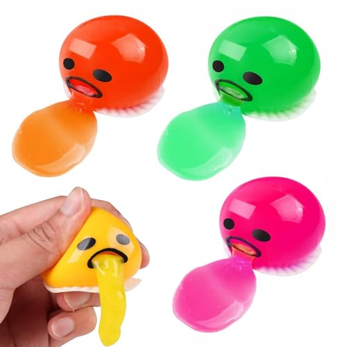 4 Stück Eigelb Stressball,Vomiting Egg Toy,Eigelbdruckkugel,Puking Ball,Eier Erbrechen,Eigelb-Ball-Spielzeug zum Erbrechen Squeeze Toys,Spielzeug zum Stressabbau für Kinder und Erwachsene