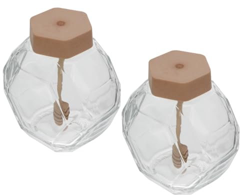 HEMOTON Ensemble Dagitateurs Pour Pots De Miel Bouteilles De Miel Dabeilles Pots De Miel Bouteille De Miel En Verre Hexagonal Pour 500 G