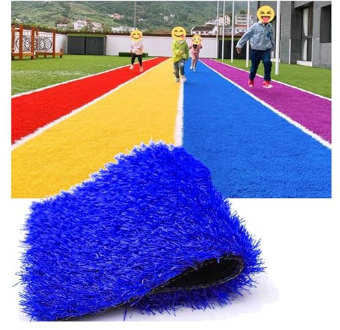 XILYZMO Rasenteppich, Draussen Deko-Synthetik Grasmatte, 1,18 Zoll Florhöhe Terrasse Grasteppich, Automatische Entwässerung Synthetik Grasmatte Für Garten Haustiere (Farbe : Blau, Größe : 20x59in)