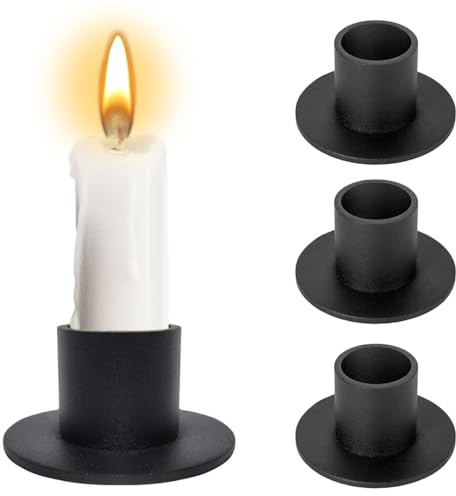 4 Stück Kerzenständer, Matt Schwarze Kerzenhalter, Retro Kerzenleuchter für das Abendessen bei Kerzenschein, Esszimmer, Wohn und Schlafzimmerdekoration