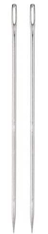 QUARKZMAN 2Pcs Aguja de Tapicería con Ojo Grande Extra Largo de 6 Pulgadas Agujas de Coser Rectas Fáciles de Enhebrar de Acero Inoxidable para Muebles de Cuero