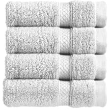 Christy Chroma Face Cloths Set | Pack of 4 | Soft Velvety Smooth Bathroom Flannels | Bold and Bright | Face and Body Wash Cloths | 100% Cotton | White