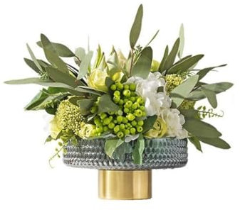 DIANXI Gefälschte Blumenstrauß Leichtes, luxuriöses Blumenarrangement, simulierte Blumendekoration for den Innenbereich, Wohnzimmer und Restaurant, runde Tischdekoration Hochzeitsdekoration