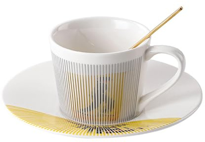 MYBAQ,Coffee Cup And Saucer 8.5oz,Mirror Reflection Coffee Mug (Jackson,Silver),Physical Dynamic Reflection Ceramic Coffee Mug,Teacup And Saucer Set,Saucer For Cappuccino,Milks,Espresso,Tea,Coffee