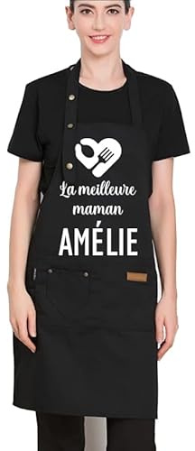 Happenings Personalisierte Schürze mit beliebigem Text - Master Chef-Schürze (Name) für Küche, Grill, Garten - Einheitsgröße - 3 Taschen - Geschenk zum Muttertag, Vatertag, Geburtstag (schwarz)
