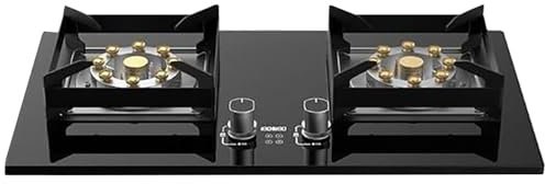Cuisiniere Gaz Sur Table Et Encastré - Verre Trempé Poele A Gaz, Cuisinières À Gaz Doubles 5,2 KW, Synchronisation Intelligente Des Deux Côtés, Protection Contre Les Flammes Et Protection Enfant(NG)