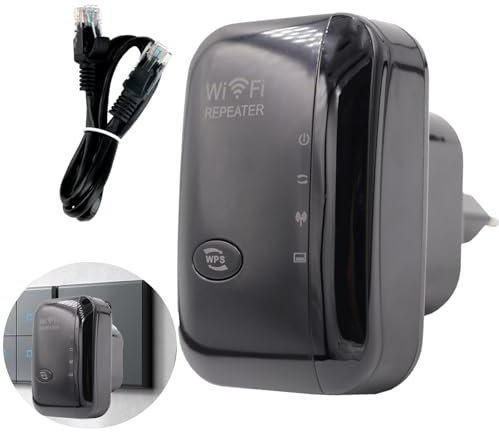 WiFi Internet Range WiFi Signal Long Range Amplifier Up to 3000sq.ft with Integrated Antennas Ethernet Port Compatible Home Easy Setup (Black)