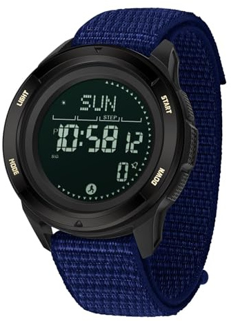 findtime Montre Sport pour Homme Bracelet en Nylon Montre de Randonnée,avec Métronome, Boussole Chronomètre, Podomètre Montre Numérique Digitale Étanche 5ATM Cadran Bonne Lisibilité dans La Nuit