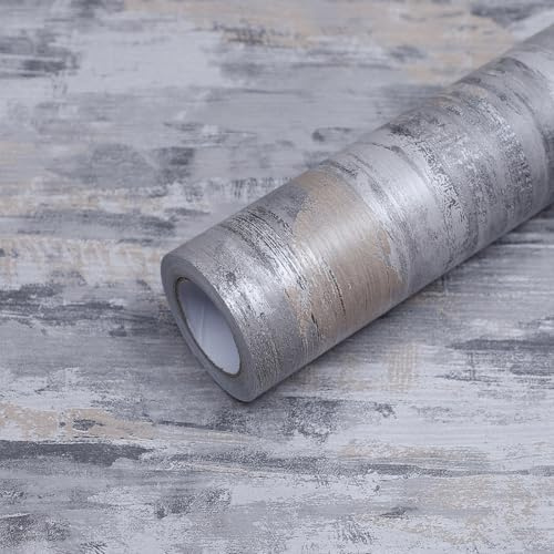 FEILAYS Beton-Effekt-Tapete im Retro-Stil, Vinylfolie, grau, klebrige Rückseite, Kunststoff, matt, dick, wasserdicht, selbstklebend, Schlafzimmer, Büro 40CM×5M