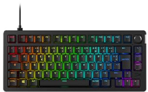 HyperX Alloy Rise 75 Mechanische Gaming-Tastatur – 75 % Layout, Hot-Swappable, RGB-Beleuchtung, Gasket-Mount, HyperX Linear Switches, AZERTY Französisches Layout – Schwarz