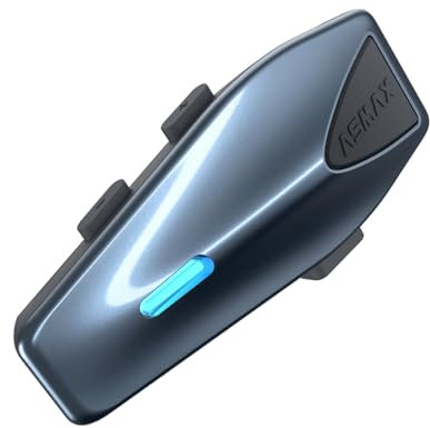 ASMAX Intercom Moto Bluetooth avec Commande Vocale, 8 Motocyclistes Mesh Communication Système, FM/ 60min Charge Rapide/ 2 Puces 4 Cœurs/Appairage Universel/Réduction de Bruit ENC, S1 Bleu 1 Unité