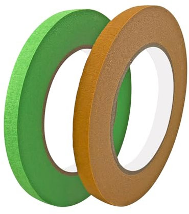 Ctyjia 2 Rotoli Nastro per Mascheratura 10 mm x 50 m Nastro Adesivo Carta, Nastro Decorativo per Pittura, Artigianato e Fai Da Te, Verde Chiaro e Marrone