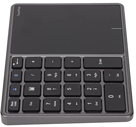 Pissente Kabelloser Nummernblock mit 22 Tasten und Touchpad, BT 4.2, 2,4 G, Dual-Modi, Typ-C-Aufladung, 500 mAh für OS X (Eisengrau)