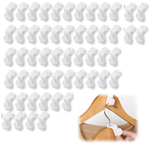 WUSJCOF 50 piezas de conexión para perchas, ahorradores de espacio, hechos de plástico, ideales para organizadores de armarios, Closet Organizer, Percha Multiple, Ganchos Ropa, Corbatero (Blanco)