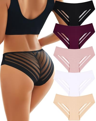 ALL OF SHE 5er Pack Unterhosen Damen Spitze Unterwäsche Frauen Seamless Slips Damen Sexy Unterwäsche für Frau mit Sport Leggings Damen Beste Freundin Geschenke S