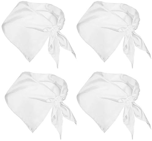 Genérico Pack 4 Pañuelo Blanco Cabeza,100x50 cm, Poliéster, Pañuelo Cuello Mujer, Pañuelo Disfraz, Grande, Pañuelo Pelo
