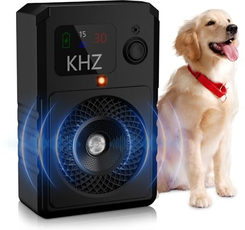 QEWEUUIE Anti Bell Gerät Hunde - 50 Fuß Reichweite - 3 Modi Antibell Ultraschall Gerät - IPX5 Wiederaufladbar Hundegebell Stoppen mit Farbdisplay Drinnen Draußen für Kleine/Mittelgroße/Große Hunde