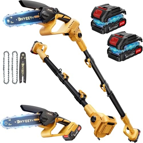 Snoonwee Cordless Pole Saw & Mini Chainsaw, 2-in-1 Lightweight Electric Pole Saw for Tree Trimming, Battery Powered with Brushless Motor, 2x2.0Ah Batteries (SN3014)