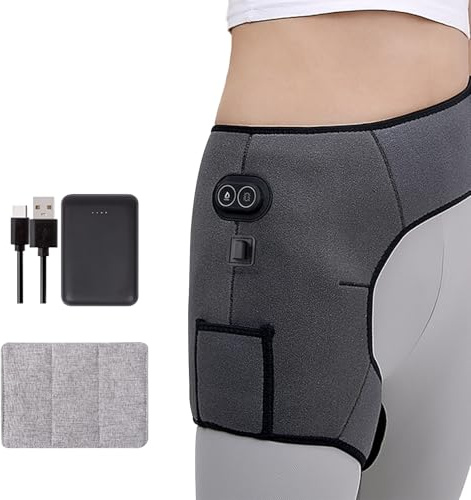 TECKZOON Cintura Vibrante riscaldata per Fianchi, con Power Bank da 5000 mAh, Tessuto in Neoprene SBR, moxibustione e termoterapia, progettata per alleviare Il Dolore all'anca e alla Sciatica.