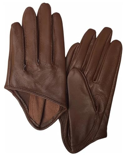Heavyoff Damen Leder Handschuhe Halbe Handfläche Kurz Ungefüttert Lederhandschuhe