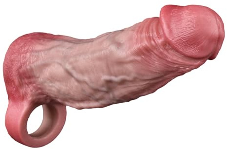 Qiyasex Penismanschette aus flüssigem Silikon – Penishülle für Paare, Penisverlängerung und -vergrößerung, realistischer Penis Sleeve für längeres und intensiveres Liebesspiel
