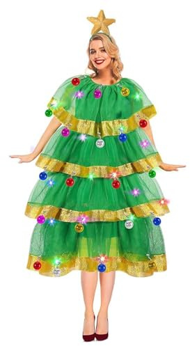 Generisch Kostüm Weihnachtsbaum für Damen, Tannenbaum Kleid, Perfekt für Weihnachten und Karneval