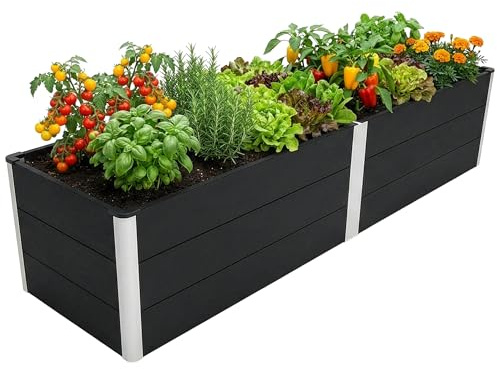 Floordirekt Hochbeet WPC - Wetterbeständig & pflegeleicht für Garten, Balkon oder die Terrasse - Paros (Anthrazit, 200 x 50 x 45 cm)