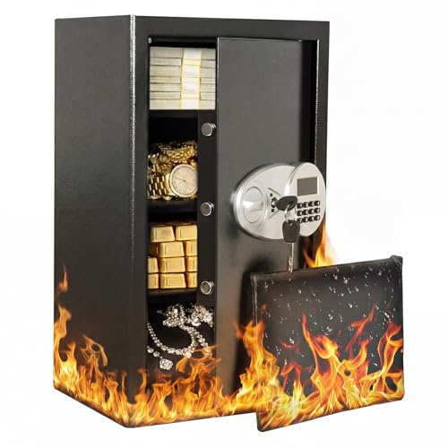 Levede 85L Large Fireproof Safe – Security Safe Lock Box with Keys & Alarm, Includes A4 Fireproof Bag for Home/Office, Fire Safe Money Safe for Cash & Jewellery Storage