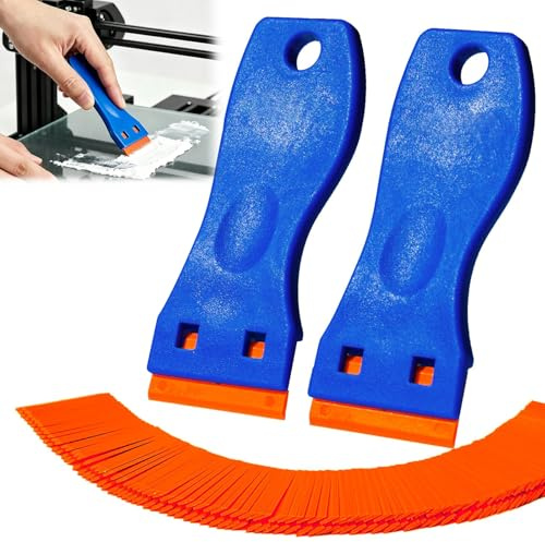 Cryptisg 2 Pezzi Raschietto Plastica, Multiuso Spatola in Plastica con 100 Lame, Multifunzione Pulizia Raschietto per Cucina e Casa, Colla, Colore, Decalcomanie, Piano Cottura e Forno