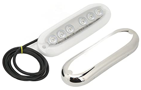 Jopwkuin Wasserdichtes 12-V-LED-Unterwasserlicht mit 6 Hellen Perlen – Geeignet für Boote, Yachten – PC- und Edelstahl-Material – Dekorative Unterwasserbeleuchtung (Blau)