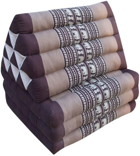 Guru-Shop Cuscino Tailandese, Cuscino Triangolo, Kapok, Lettino da Giorno con 3 Cuscini - Marrone, 30x50x160 cm, Cuscino Thai / 3 Supporti