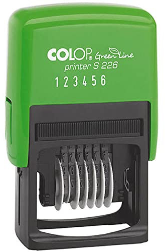 Printer S 226 Green Line Ziffernstempel Nummernstempel | Nummerierungsstempel Mini Dater | mit 6 Ziffernbändern - Schrifthöhe: 4 mm Gehäusefarbe grün