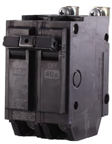 ABB TEY/Q-Line® THQB2140 2-Pole Miniature Circuit Breaker • 40A Double Pole Breaker • 120/240 VAC, 10 kA Interrupt • Thermal Magnetic Trip • Bolt-On Installation • HACR Rated