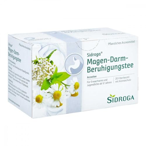 Sidroga Magen-Darm-Beruhigungstee – Pflanzlicher Arzneitee bei Blähungen, Völlegefühl & Magenkrämpfen - mit Kamille, Schafgarbe & Pfefferminze - 20 Teebeutel à 2g