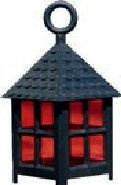 BELI-BECO 548 Kunststoff-Laterne für Krippe mit Beleuchtung - Krippenbeleuchtung - Kunststoff - klare Glühlampe - 4,5 V - 0,2A (Laterne: schwarz | Glas: rot & transparent, 22 mm)