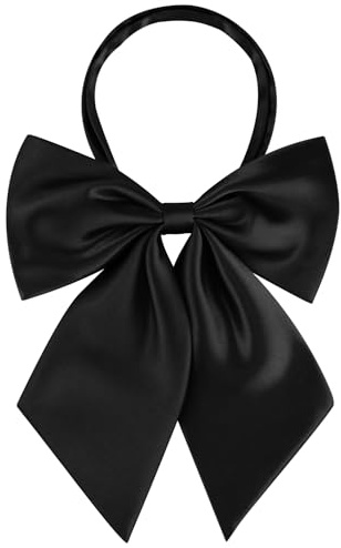 AWAYTR Ladies Adjustable Pre tied Bowtie - Solid Color Bow Ties for Women (Black)
