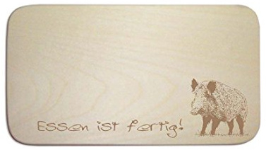 WILDSCHWEIN Frühstücksbrett mit Wunschgravur und Jäger Motiv - ca. 22 x 12 cm