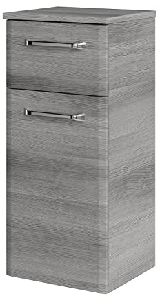 Pelipal Badezimmerschrank Quickset 328 in Graphit Struktur quer Nachbildung, 30 cm breit | Unterschrank mit 1 Tür, 1 Schubkasten und 1 Einlegeboden