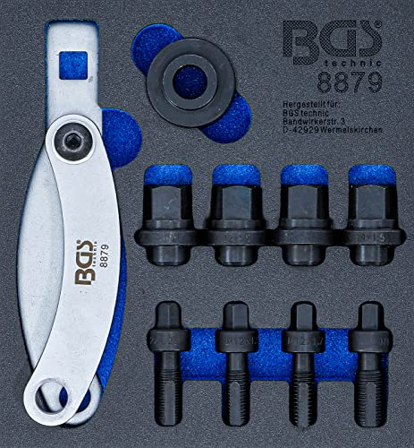 BGS 8879 | Werkstattwageneinlage 1/6 | Radbolzen-Montage-Satz | M12 x 1,25/1,5/1,75 | M14 x 1,5 | 7/16 x 20 UNF, 1/2 x 20 UNF | Gegenhalter, Zugmuttern, Nachschneider