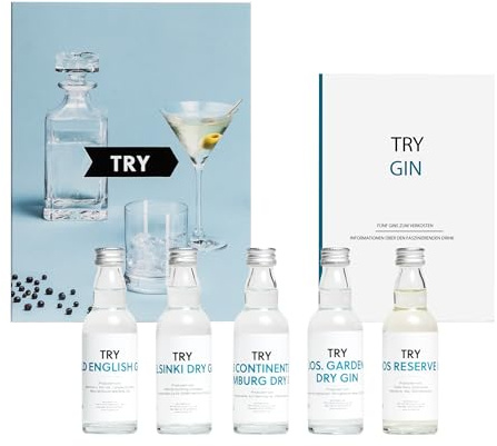 TRY Gin Geschenk-Set I Bekannt aus Die Höhle der Löwen I Probier-Set I Geschenk für Männer I Geschenk für Frauen I Tasting-Set mit Premium-Gins