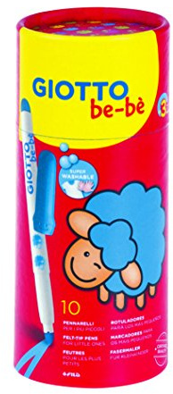 GIOTTO be-bè F469500 – filtpennor för barn, låda med 10 ljusa färger – säker – tvättbar utan att lämna några rester – slitstark, flerfärgad