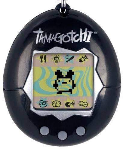 BandAI Tamagotchi Original Black Shell | Tamagotchi Original Cyber Pet 90s Adults and Kids Toy with Chain | Retro Virtual Pets are Great Boys and Girls Toys or Gifts for Ages 8+