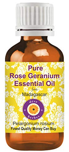 Deve Herbes Pure Huile essentielle de Géranium rosat (Pelargonium roseum) Distillé à la vapeur qualité thérapeutique naturelle 50ml (1,69 oz)
