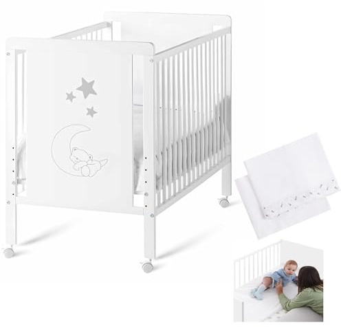 Cuna Colecho Madera 120x60 cm, Bajera y Encimera | Indi CoolDreams | Estilo nórdico infantil. Madera de haya, kit colecho incluido. Ropa de cama 100% algodón: bajera y encimera.