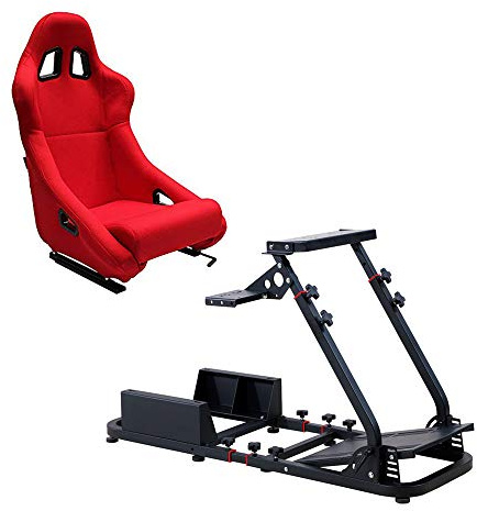 MODAUTO Cockpit SimRacing Gaming, Soporte de Simulacion, Plegable con Asiento Deportivo Backets o Semibaquets Compatible con Logitech G25/G29/G27/G920 Modelo N820A-N010-G