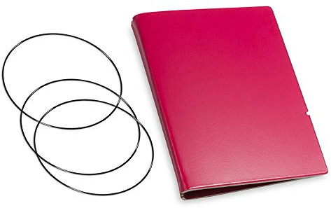 A7, revolutionäres, nachhaltiges X17-Konzept für Notizbuch Personal Organizer und Terminplaner/Hülle für 2 Hefte! Recyceltes Leder, magenta, Made in Germany,17 Jahre Garantie*